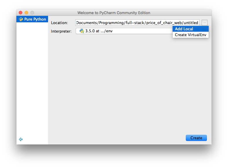 Starting to create a Virtual Environment